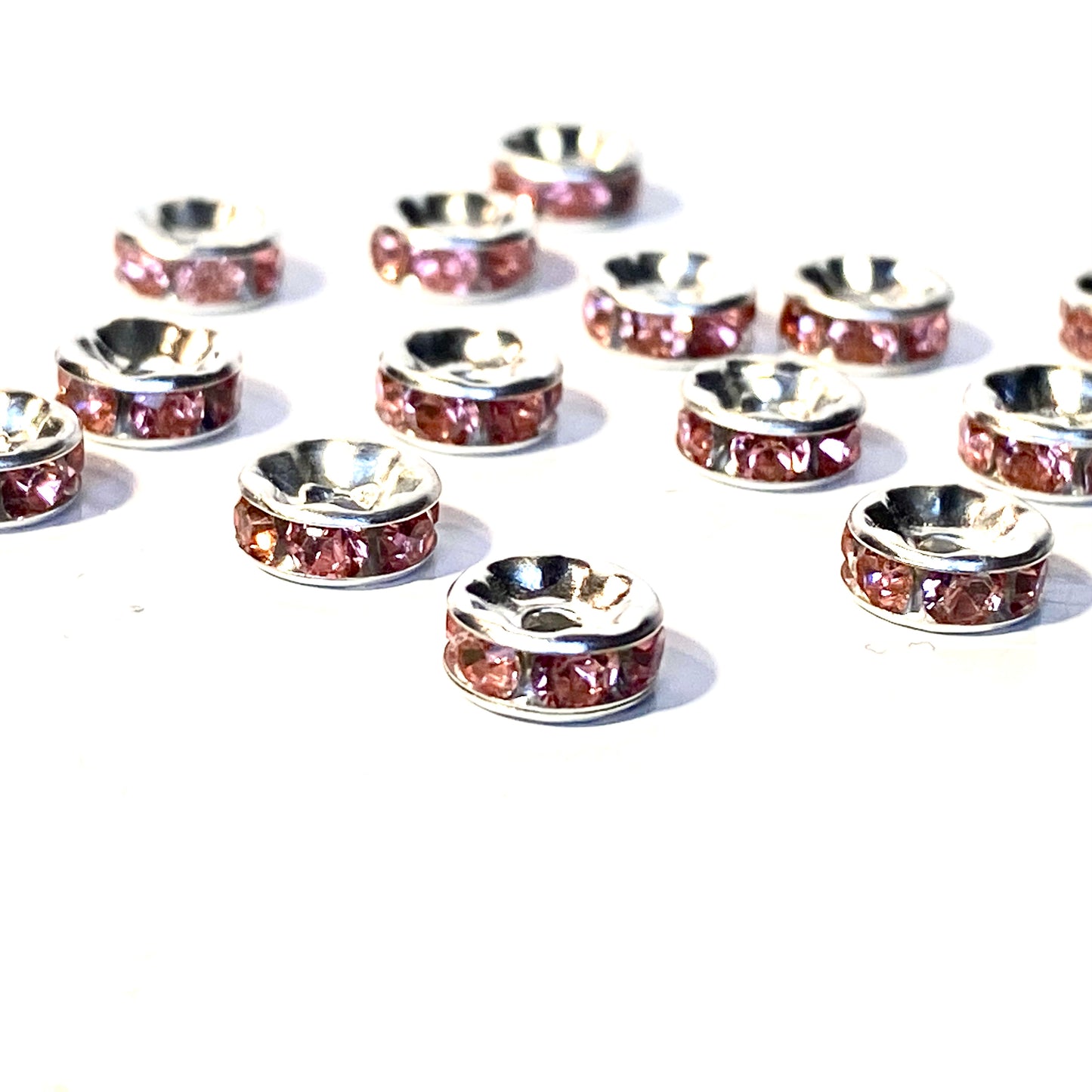 Mellandelar strass rondeller rosa