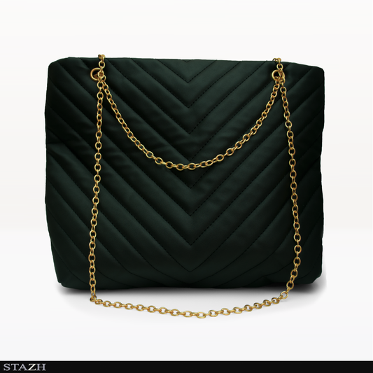 Svart väska guld kedja med mönster