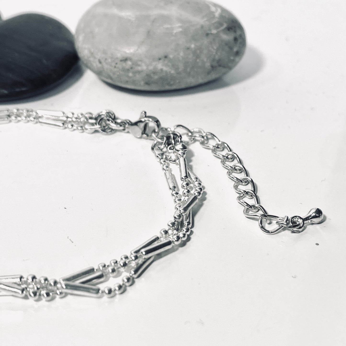 Armband trippel kedjor platinum