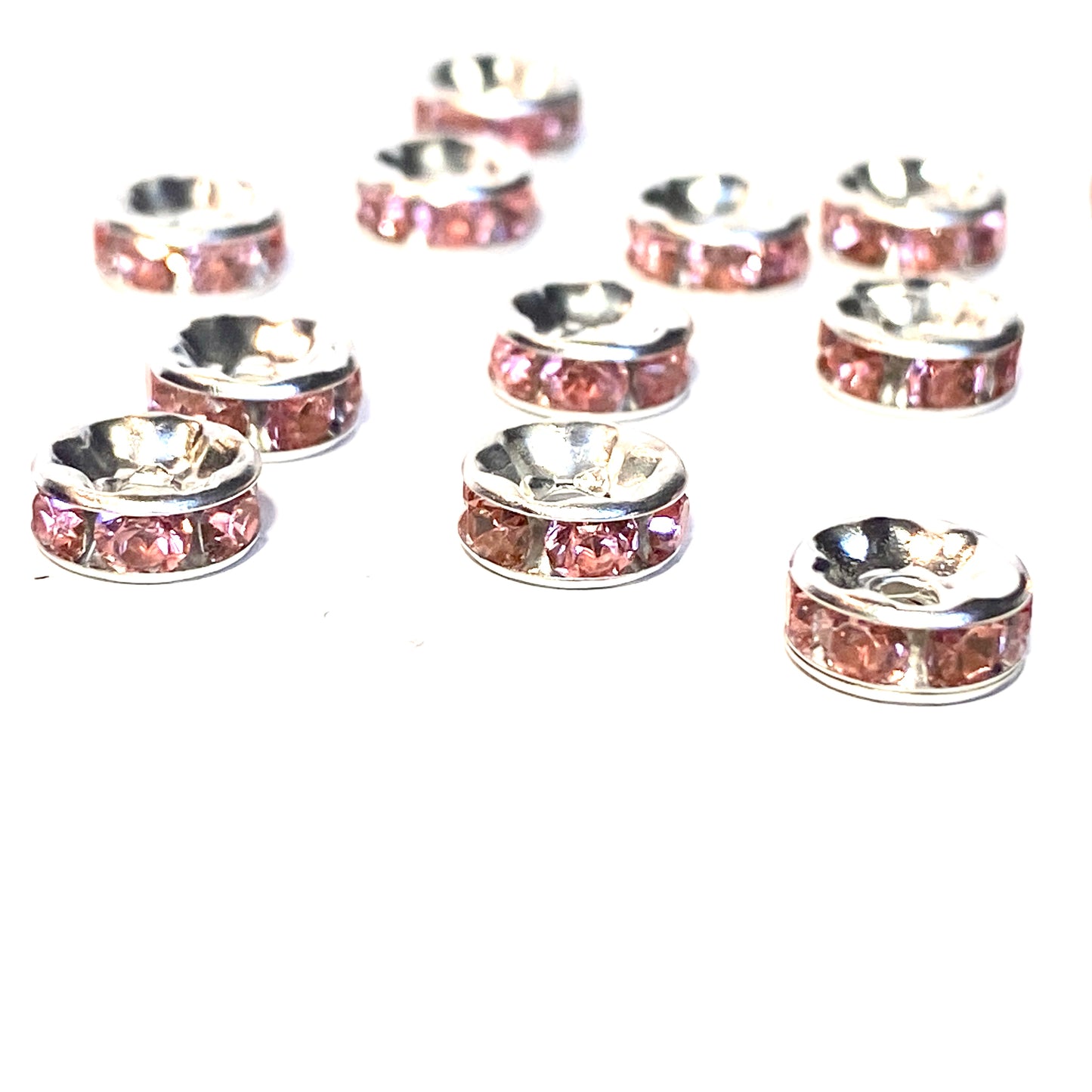 Mellandelar strass rondeller rosa