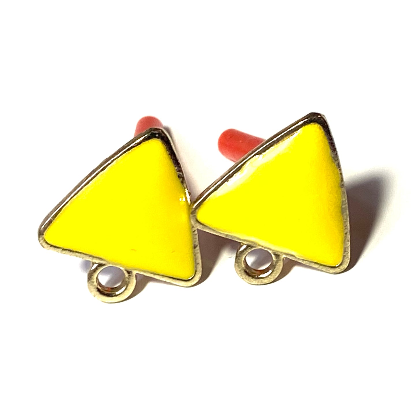 Triangle shaped yellow earrings