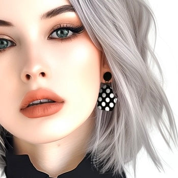 Earrings black with white dots