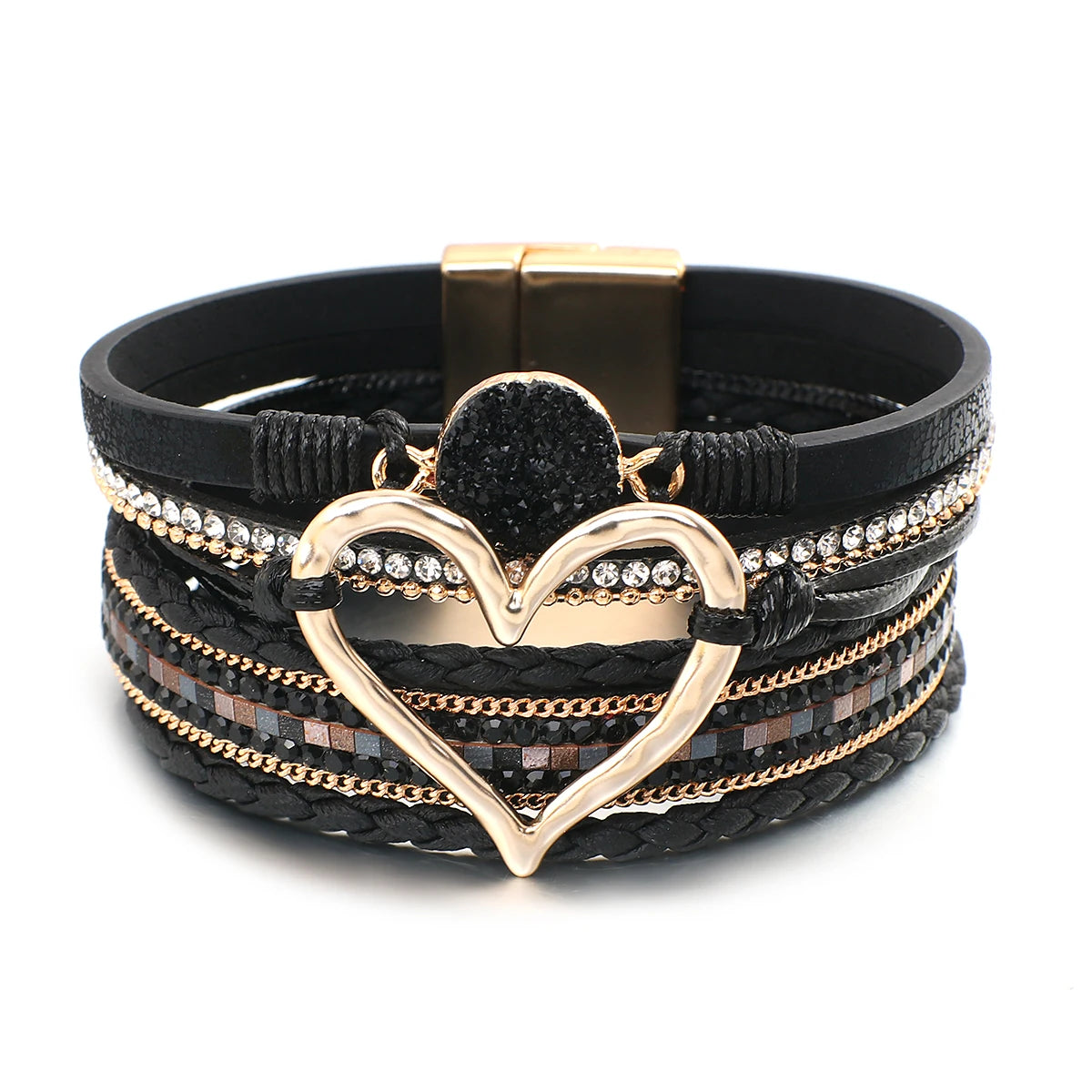 Armband läder snöre och metall länk