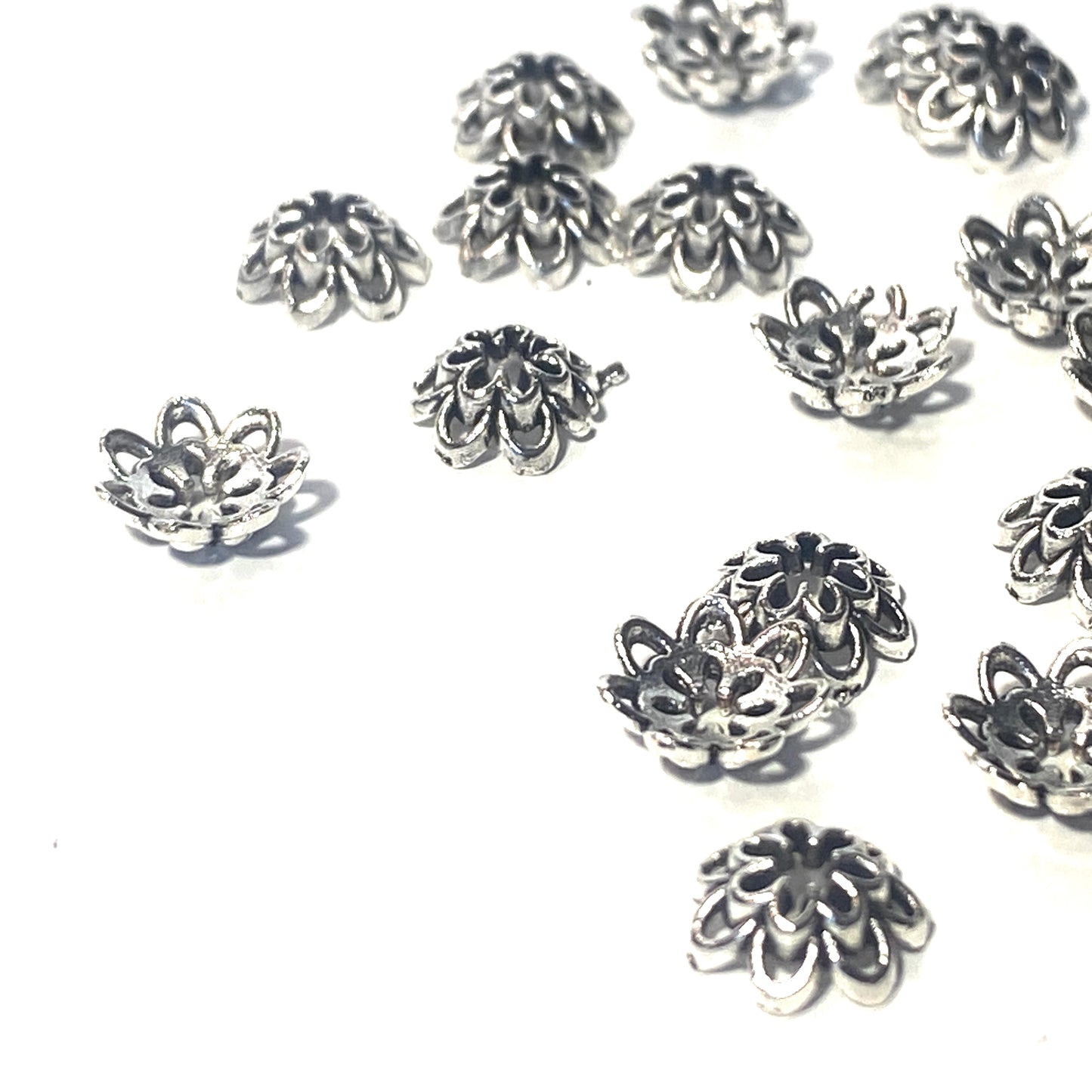 Pärlhattar dubbel blomma silver