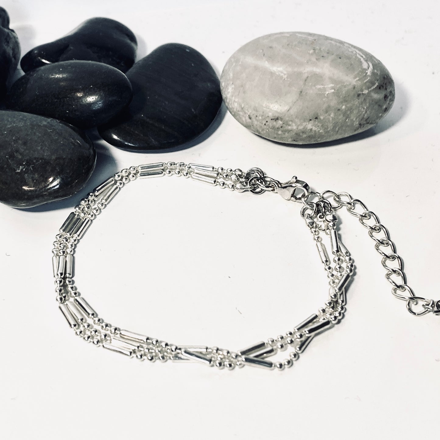Armband trippel kedjor platinum