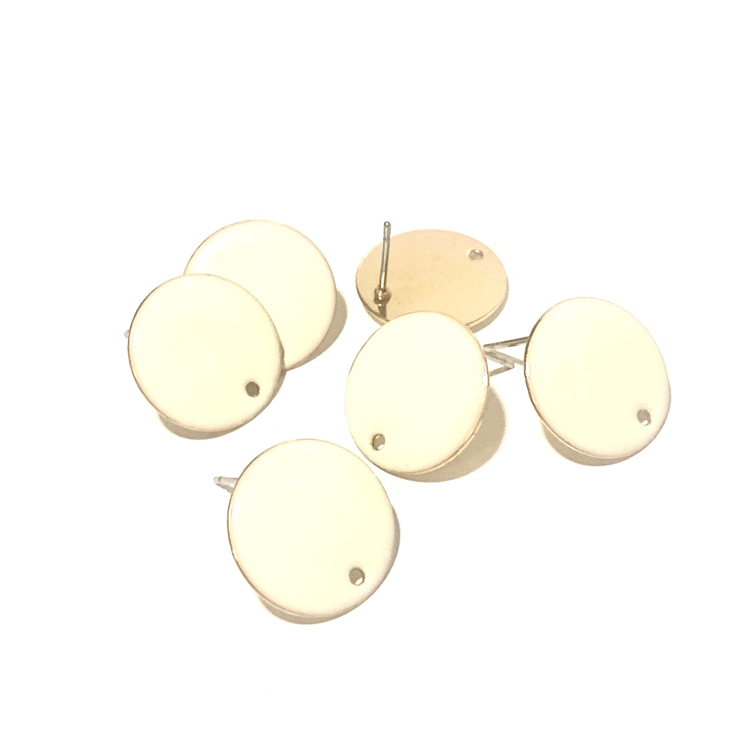 Runda platta enamel Örhängen vita
