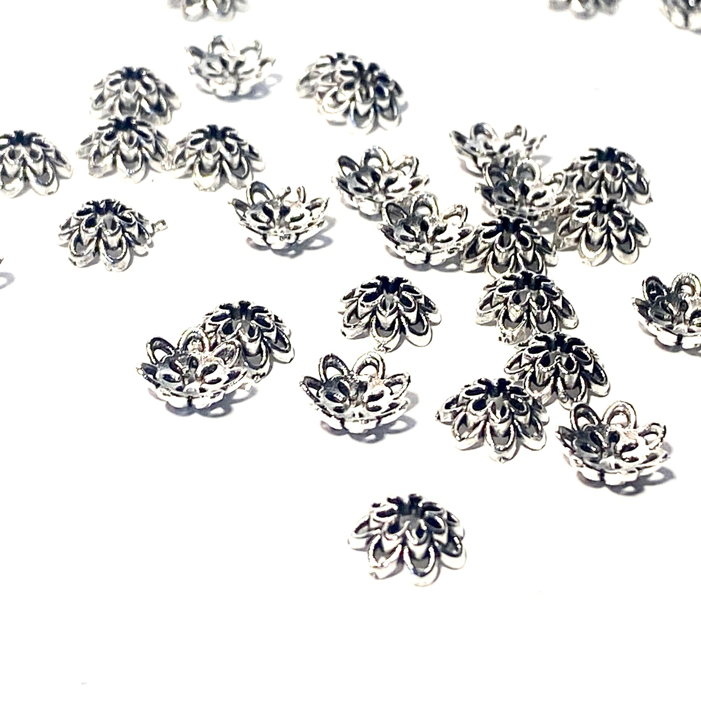 Pärlhattar dubbel blomma silver