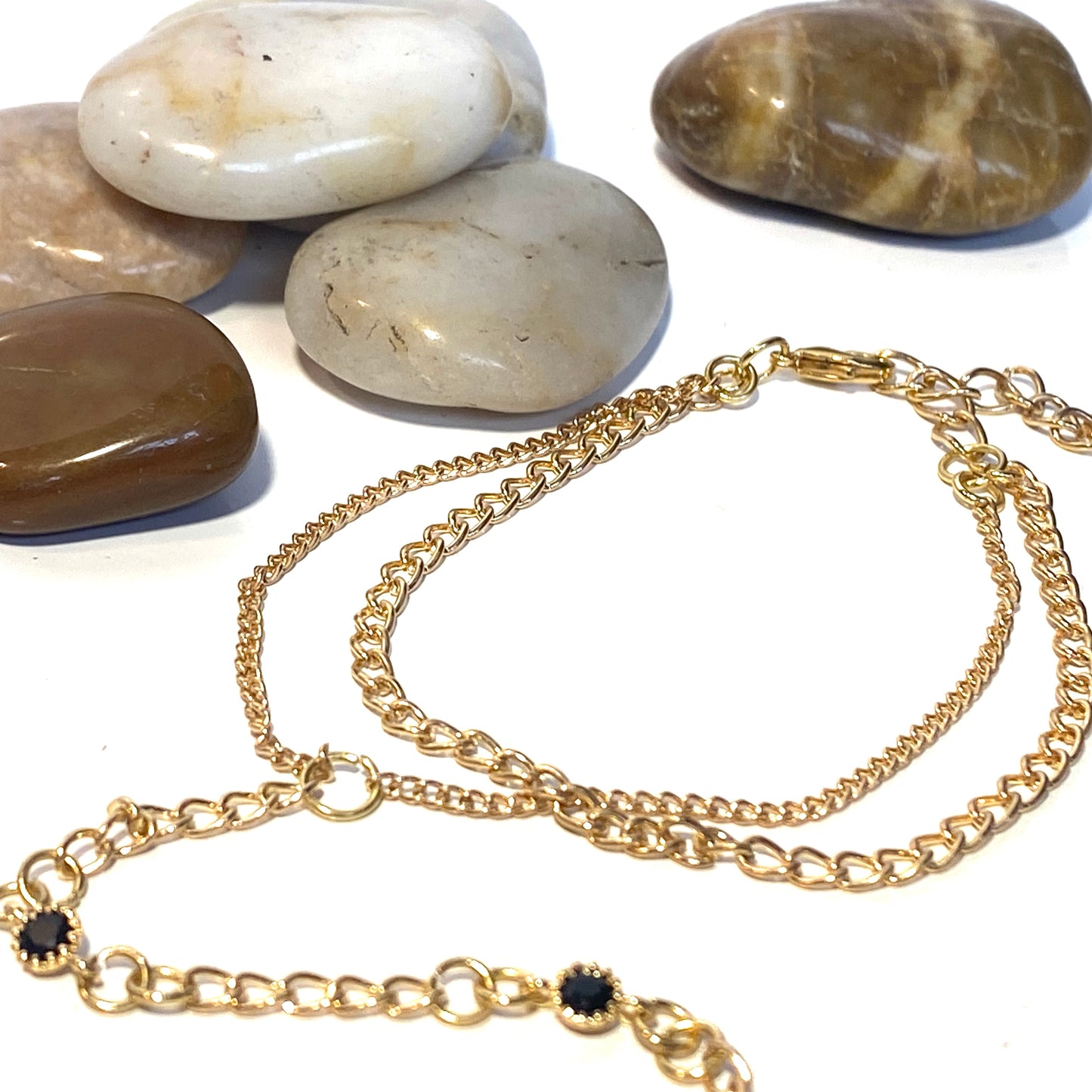 Armband guld kedjor med cubic zirconia länkar
