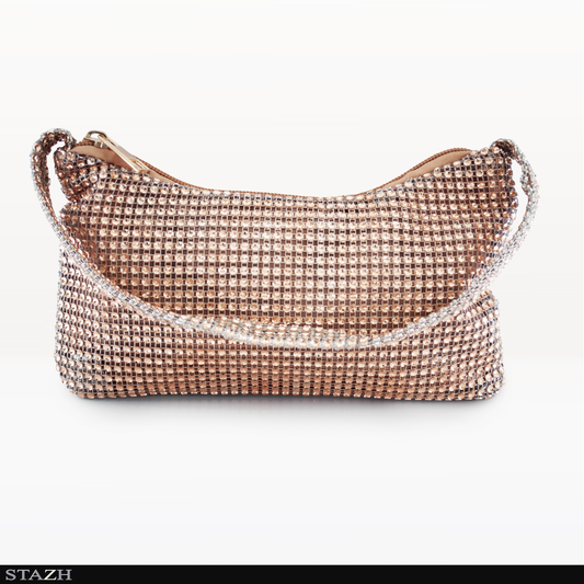 Strassväska champagne