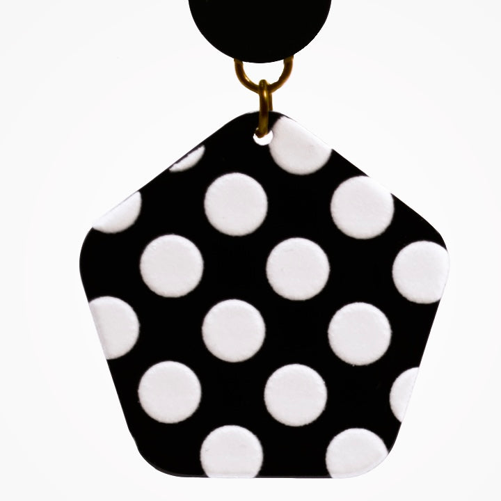 Earrings black with white dots