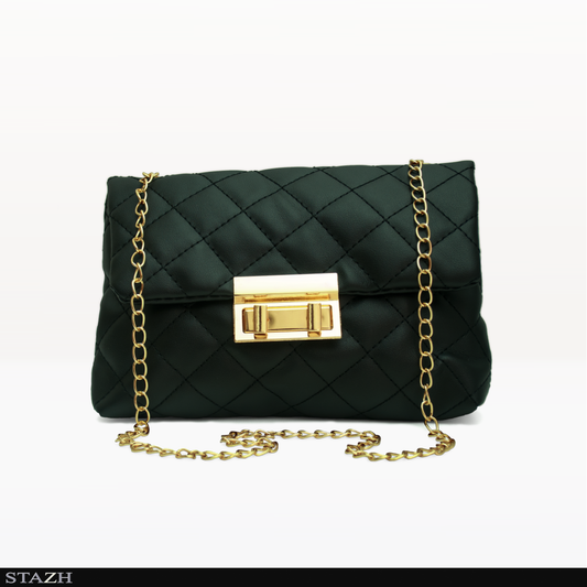 Svart axelväska guld kedja