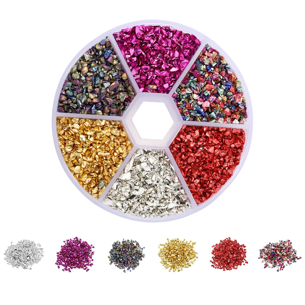 Broken glass decoration in different colors