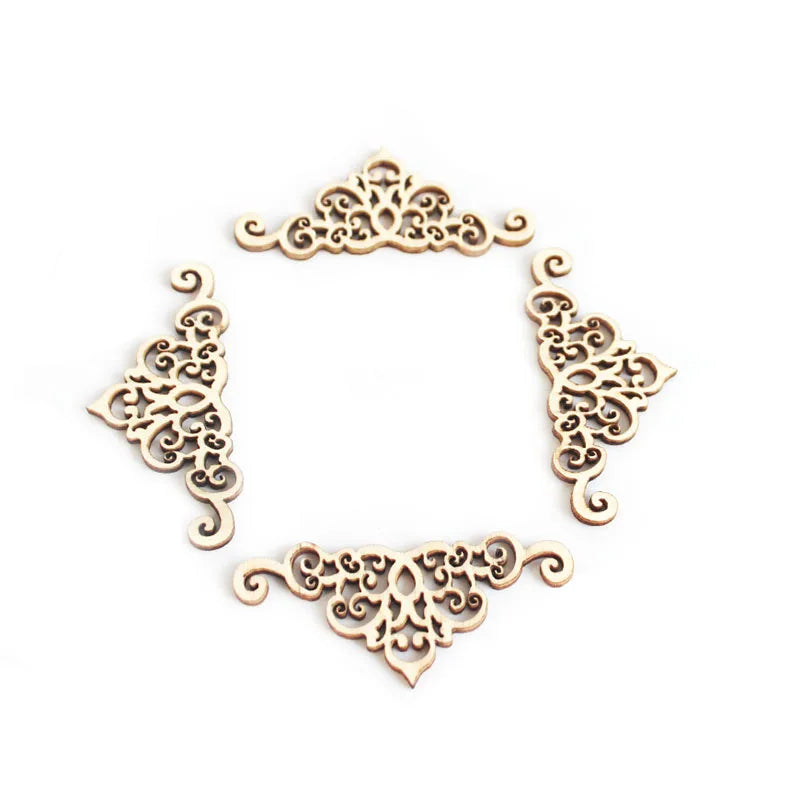 Floral patterned wooden parts