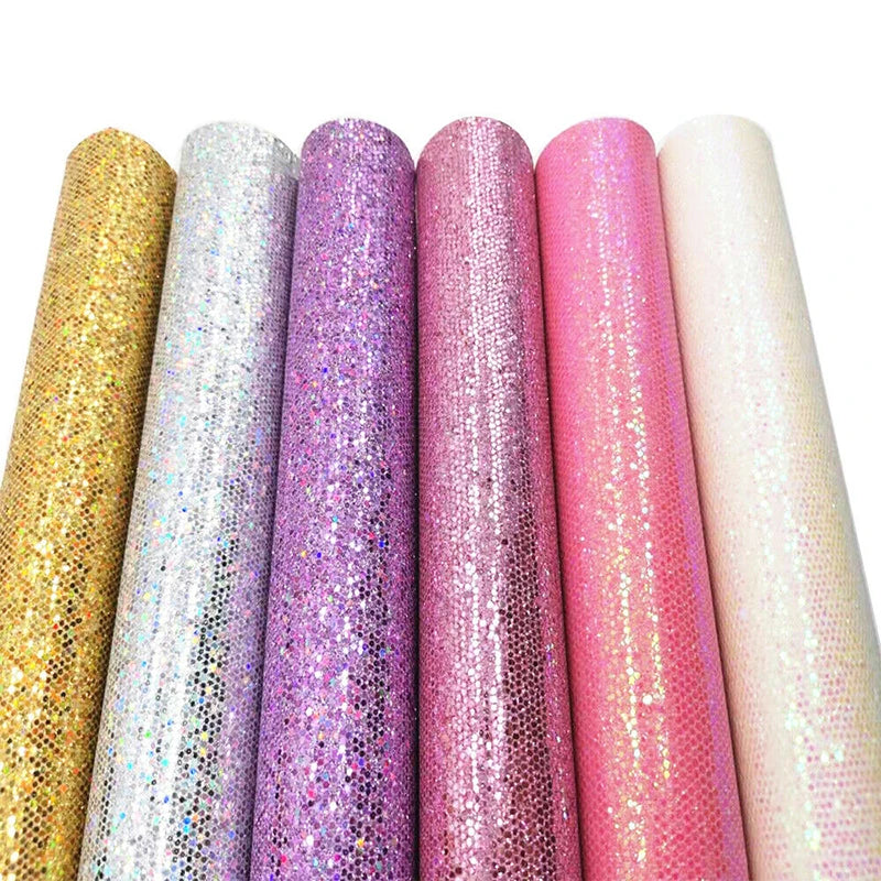 Leather fabric with glitter in different colors