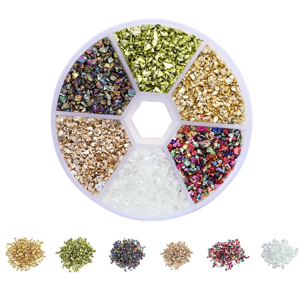 Broken glass decoration in different colors