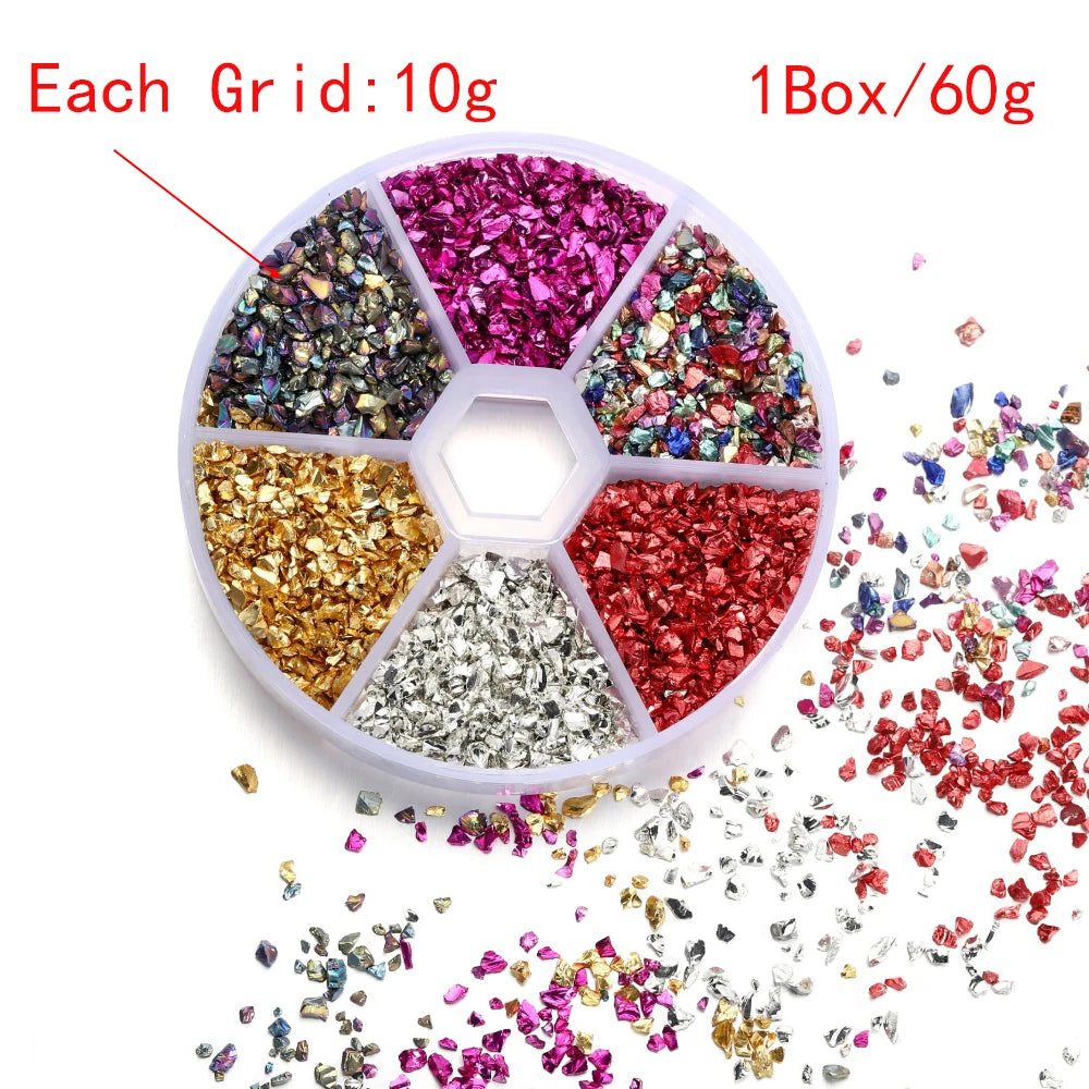 Broken glass decoration in different colors