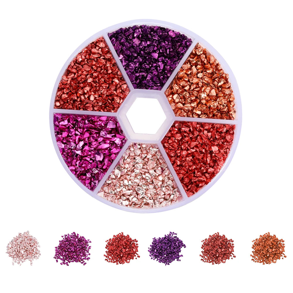 Broken glass decoration in different colors