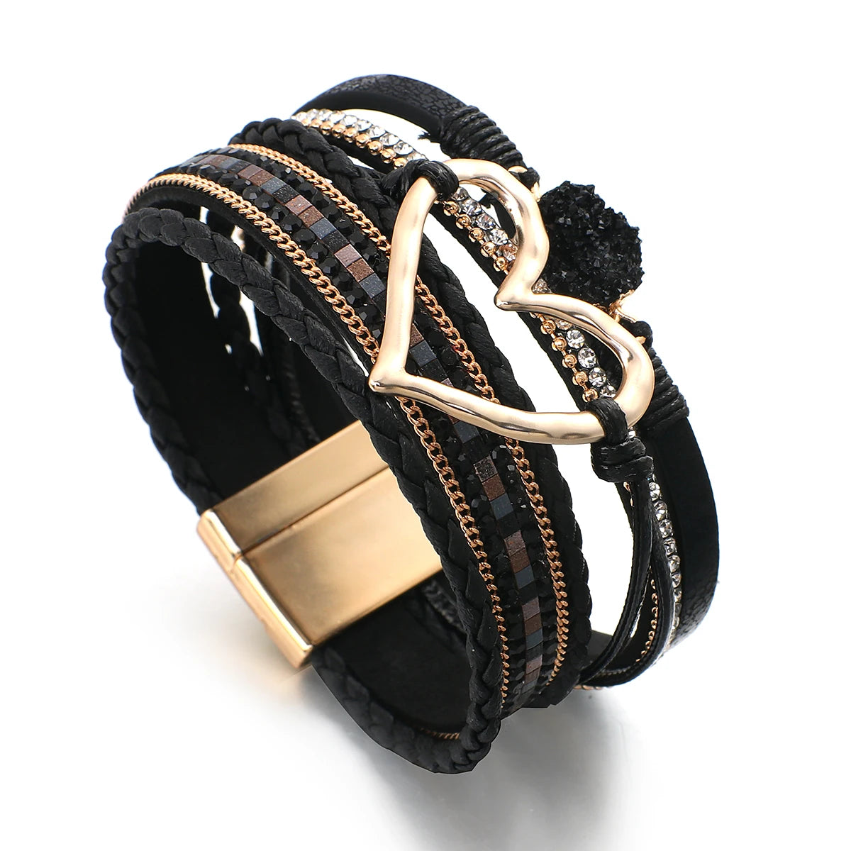 Armband läder snöre och metall länk