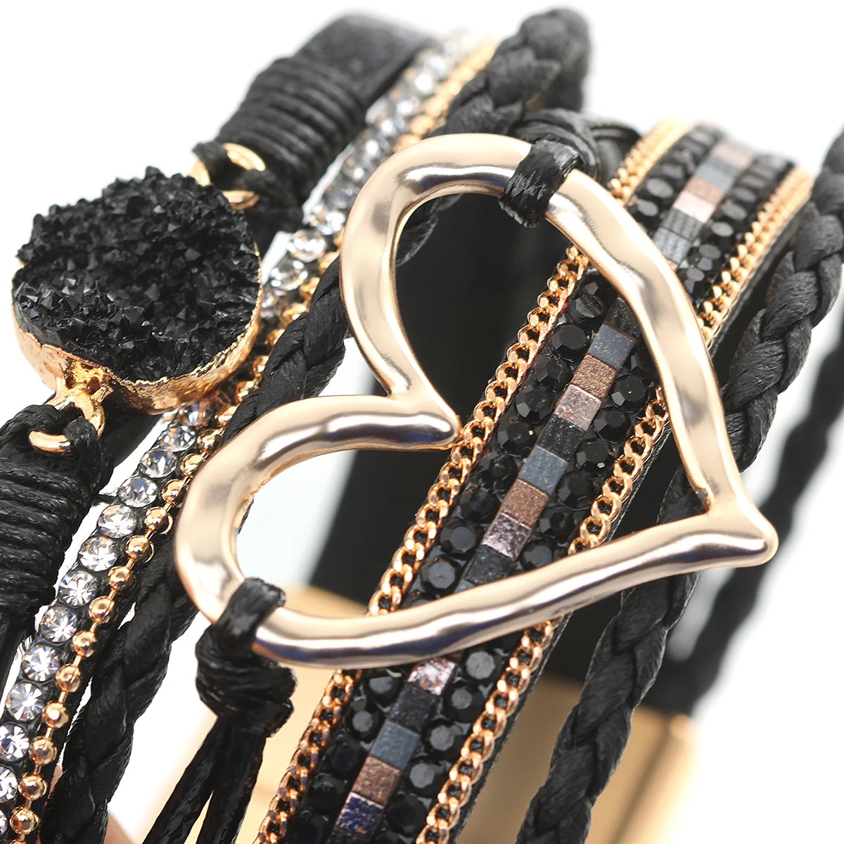 Armband läder snöre och metall länk