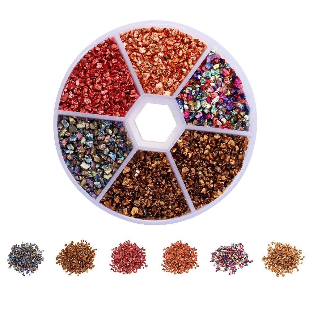 Broken glass decoration in different colors