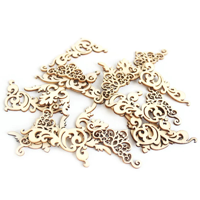 Floral patterned wooden parts