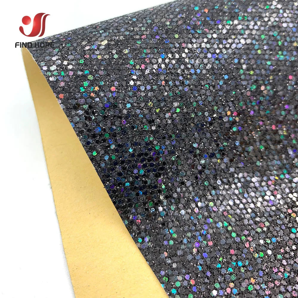 Leather fabric with glitter in different colors