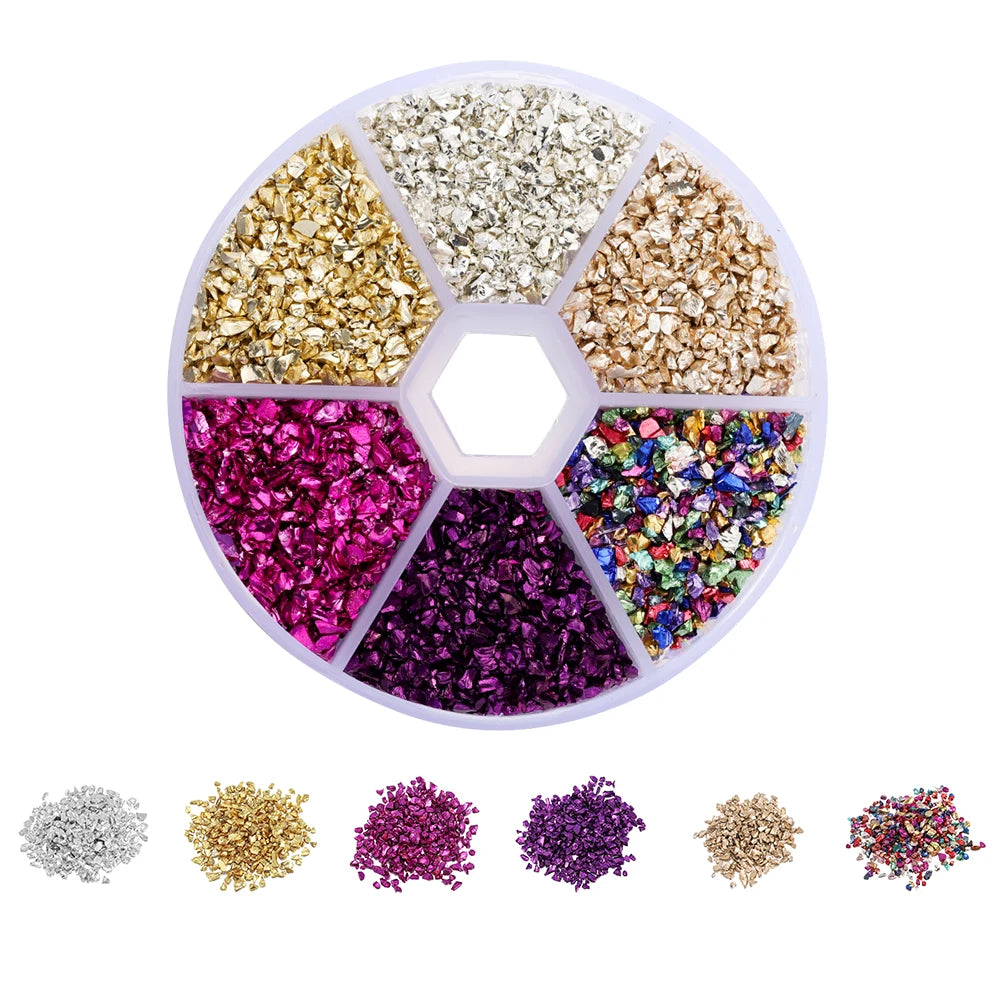 Broken glass decoration in different colors