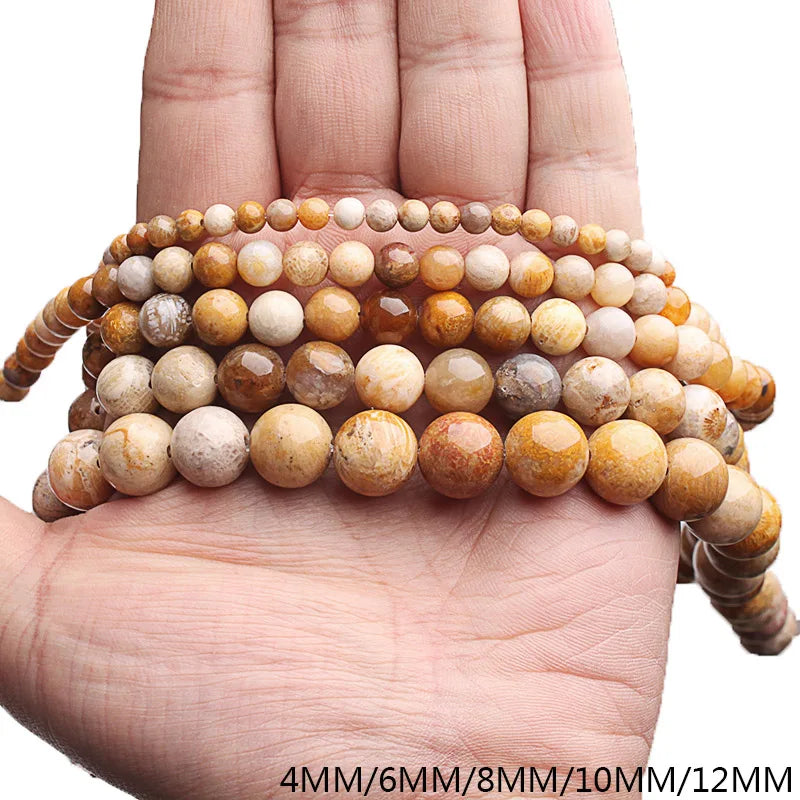 Gemstone beads Coral fossil