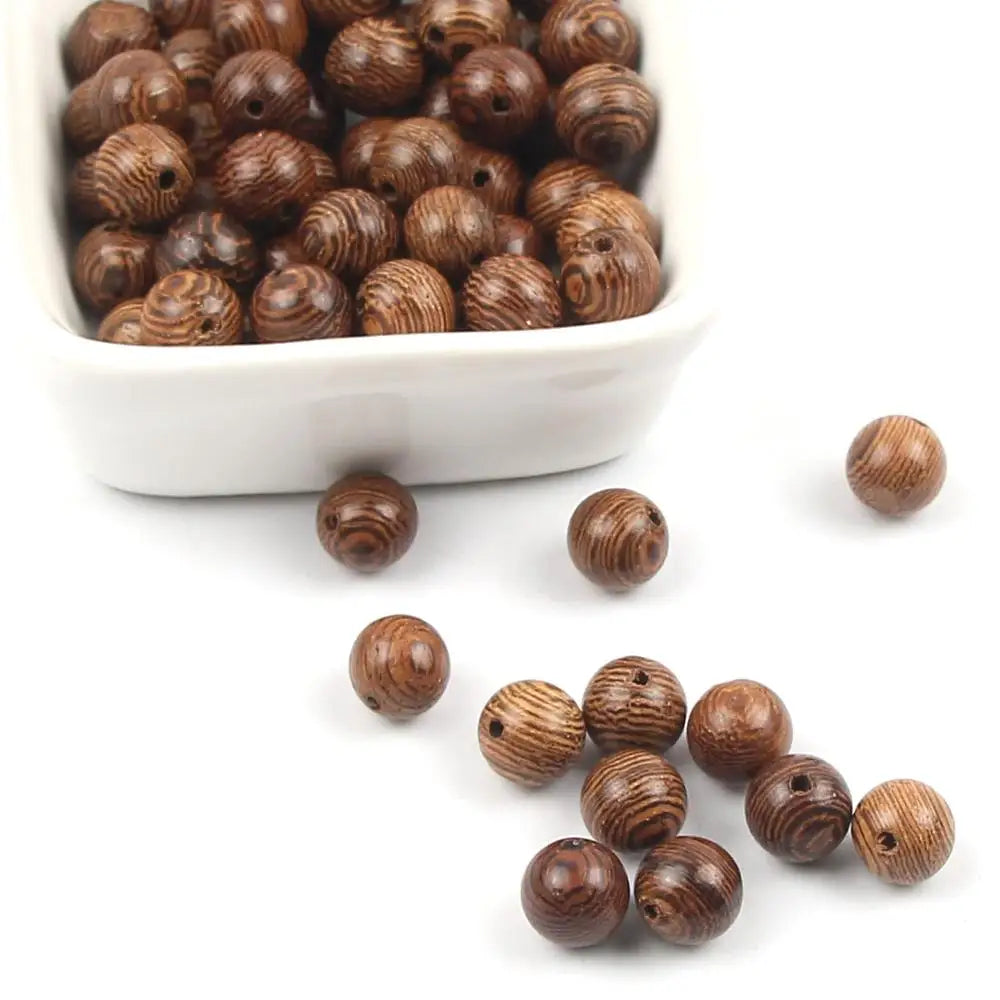 Brown Patterned Wooden Beads 6mm 8mm