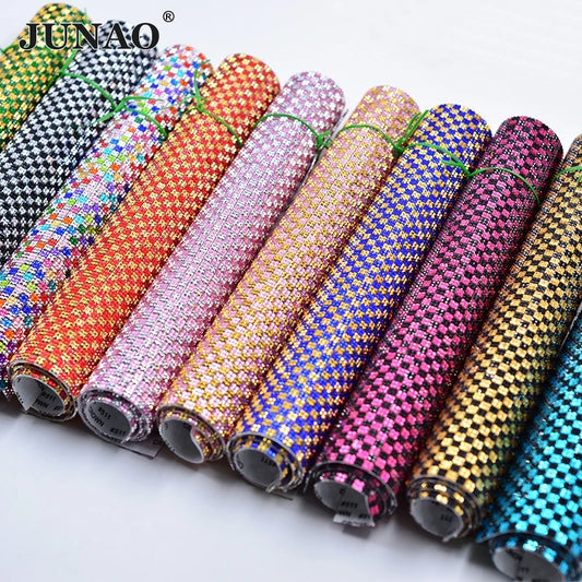 Sheet of rhinestone tape in checkered pattern