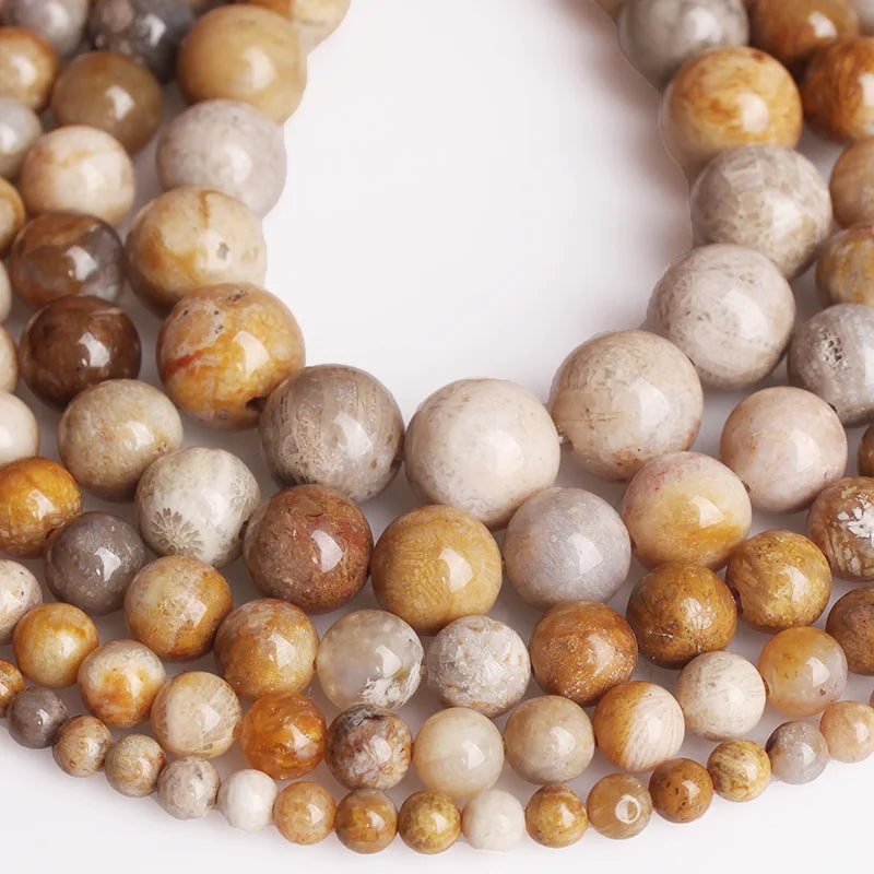 Gemstone beads Coral fossil