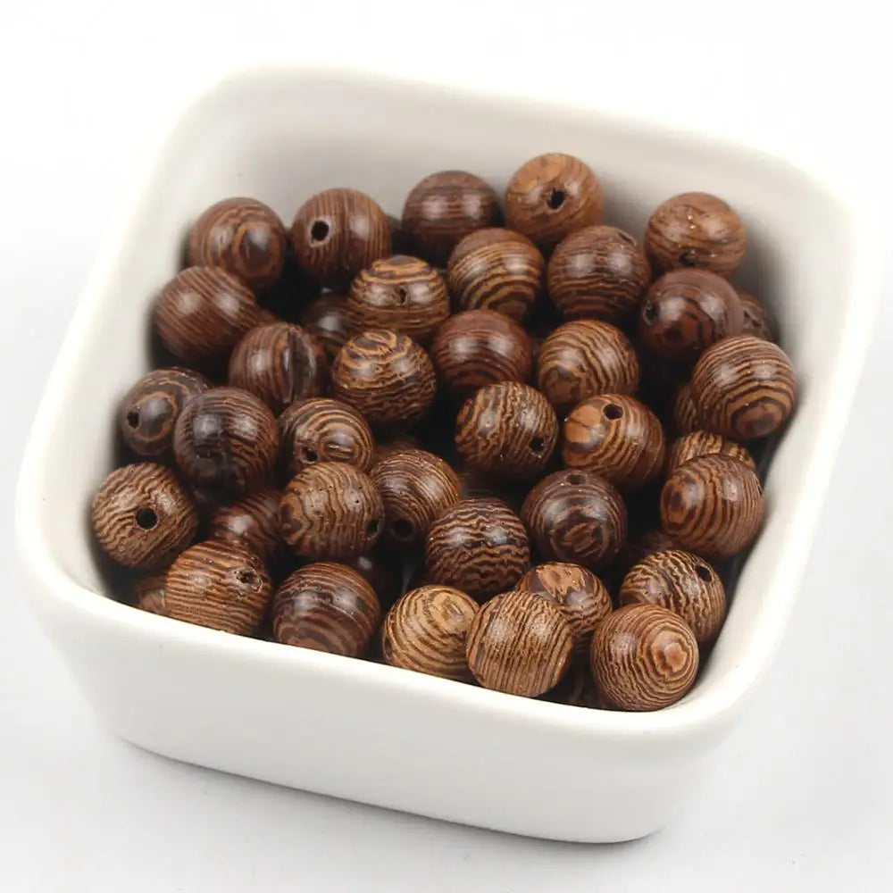 Brown Patterned Wooden Beads 6mm 8mm