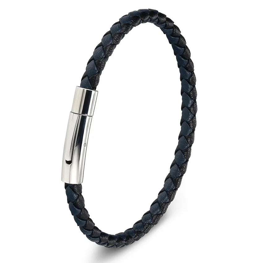 Flätad läder armband metall lås