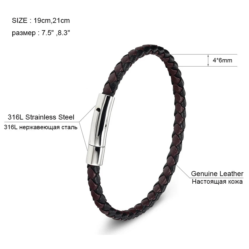 Flätad läder armband metall lås