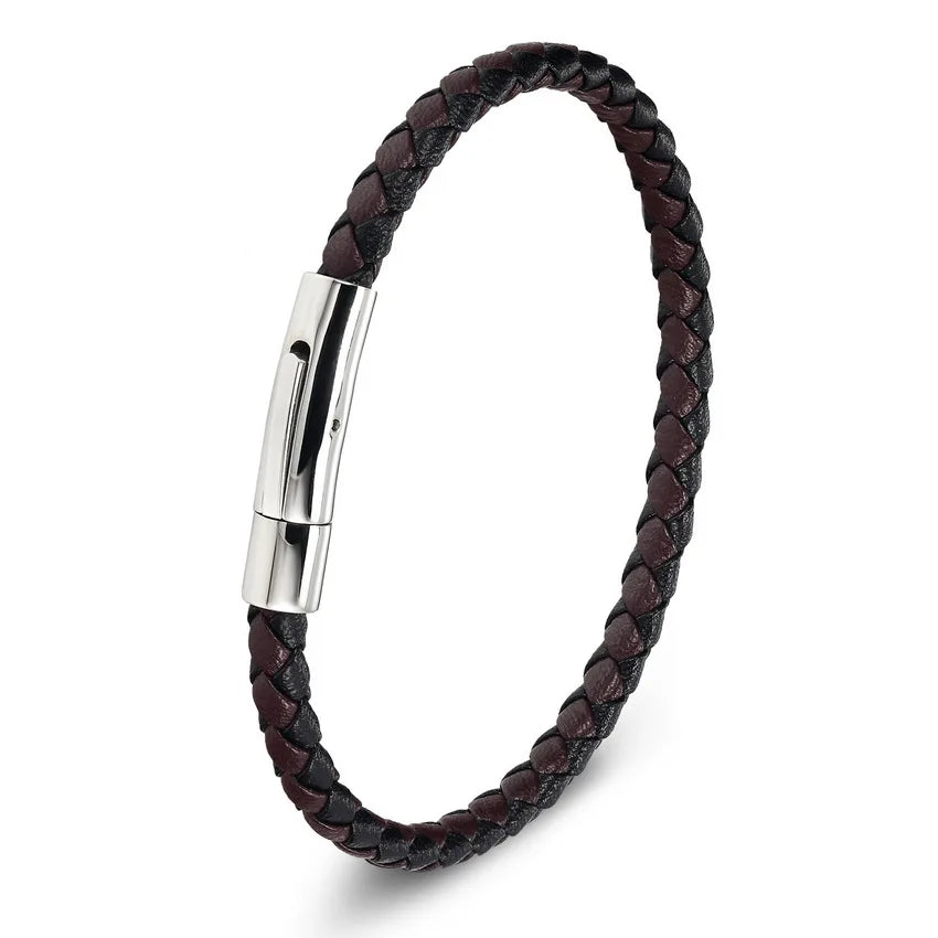 Flätad läder armband metall lås