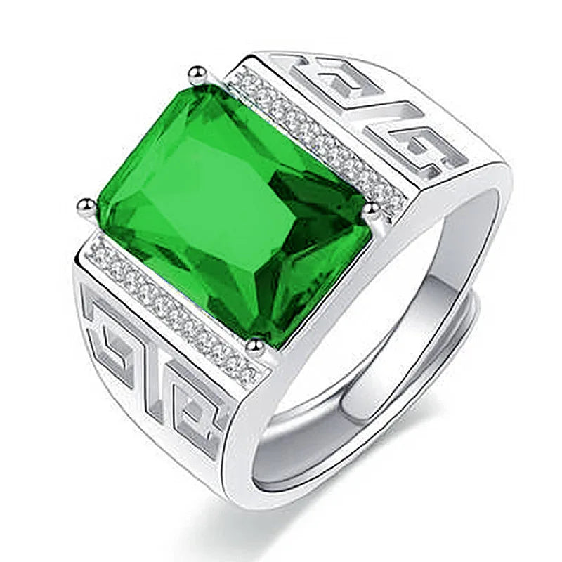 Wide ring in genuine silver with a crystal stone in the middle.