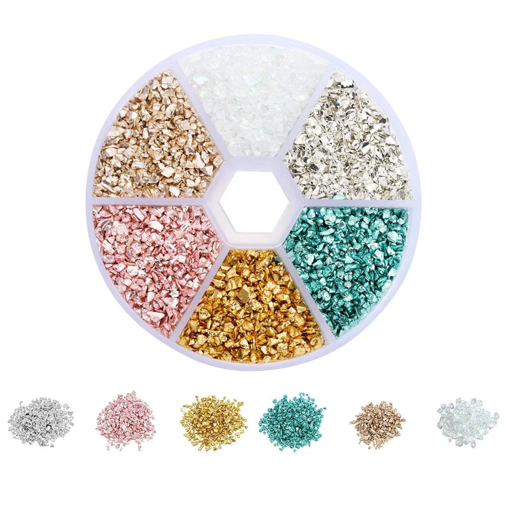 Broken glass decoration in different colors
