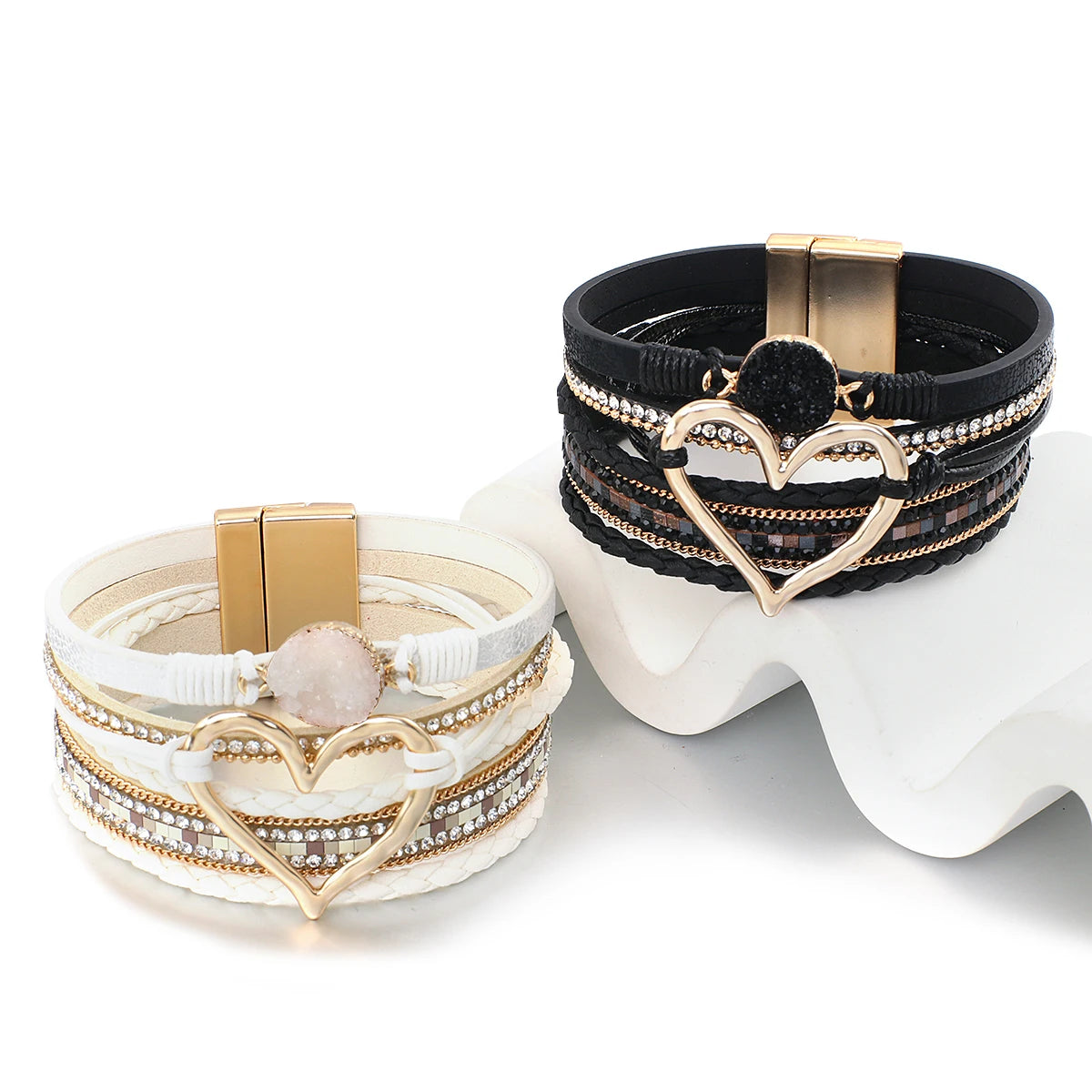 Armband läder snöre och metall länk