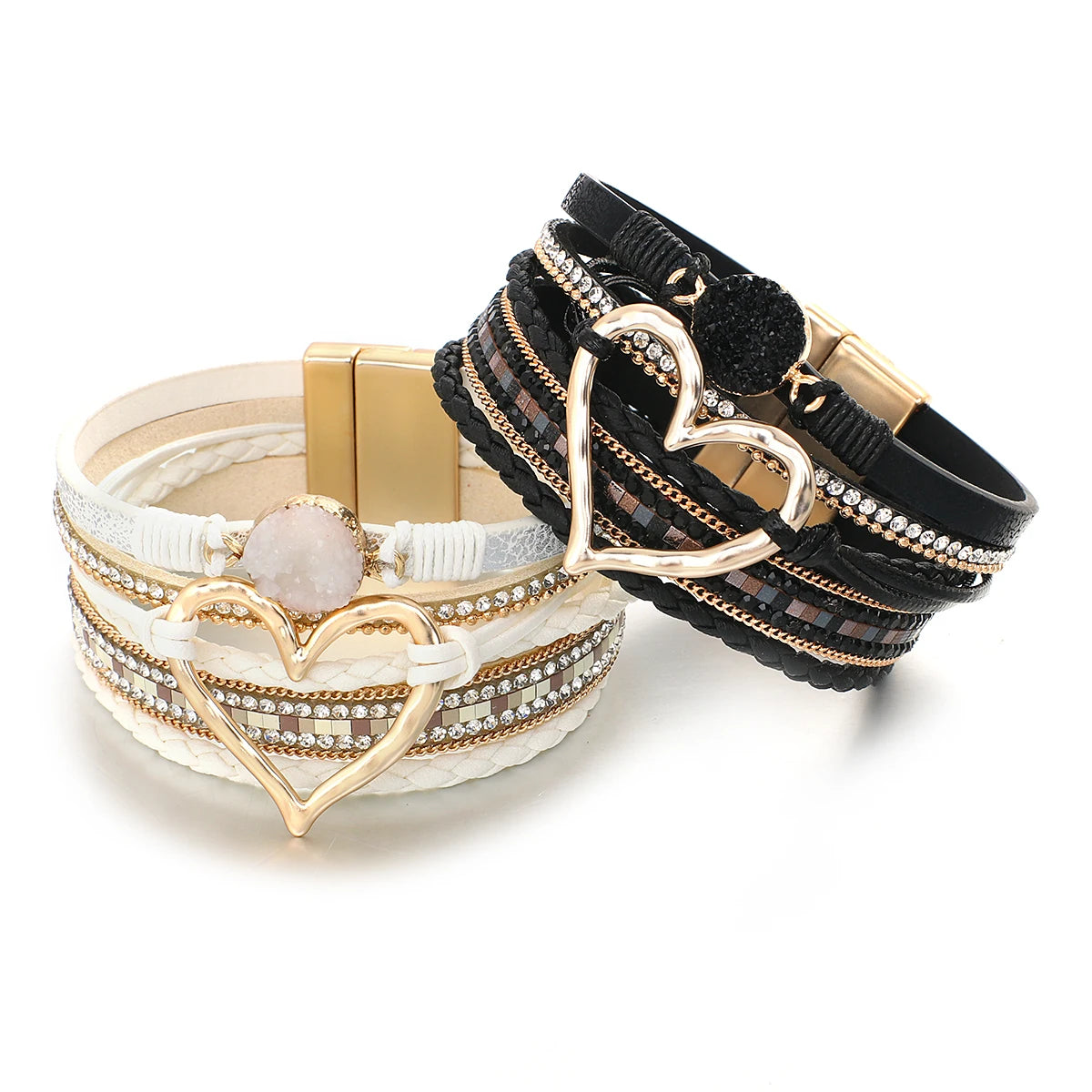 Armband läder snöre och metall länk