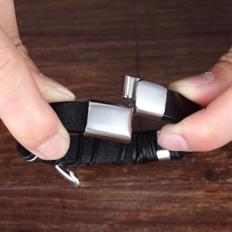 Armband flätad Läder snöre