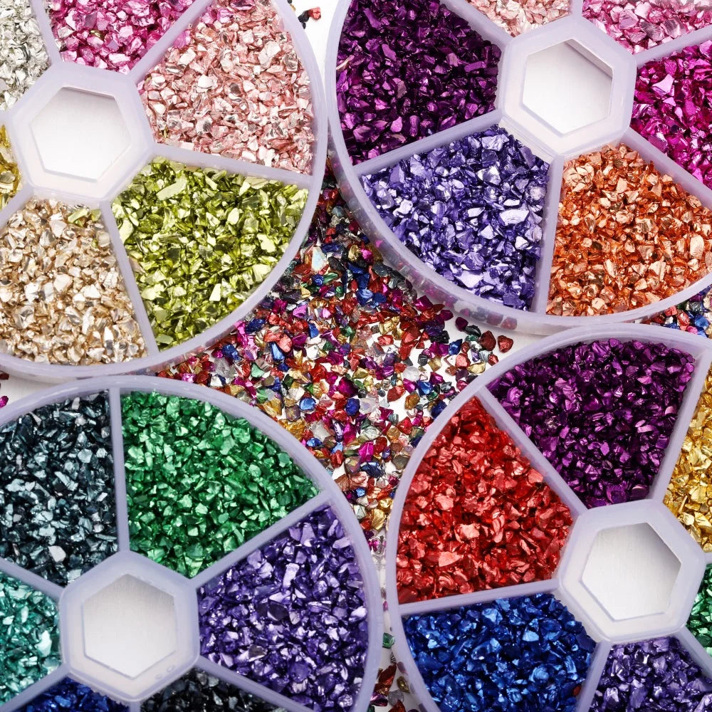 Broken glass decoration in different colors