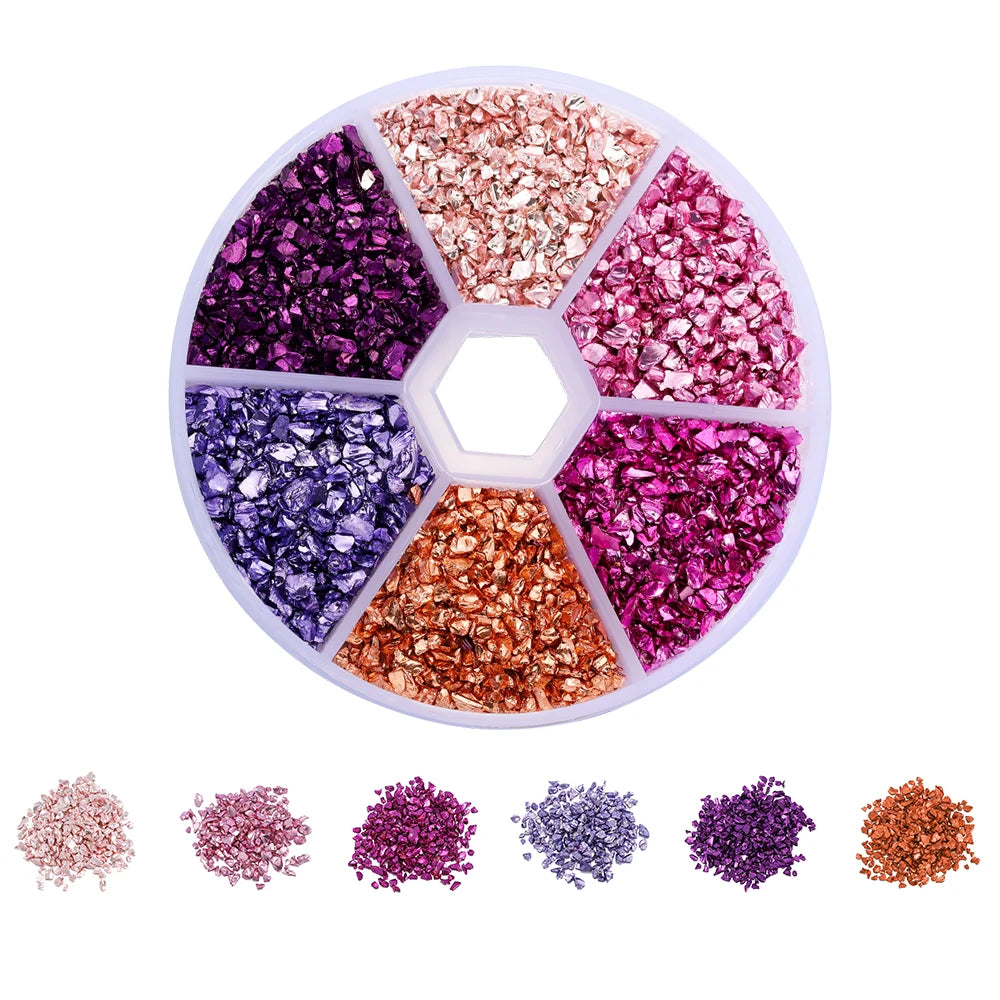 Broken glass decoration in different colors