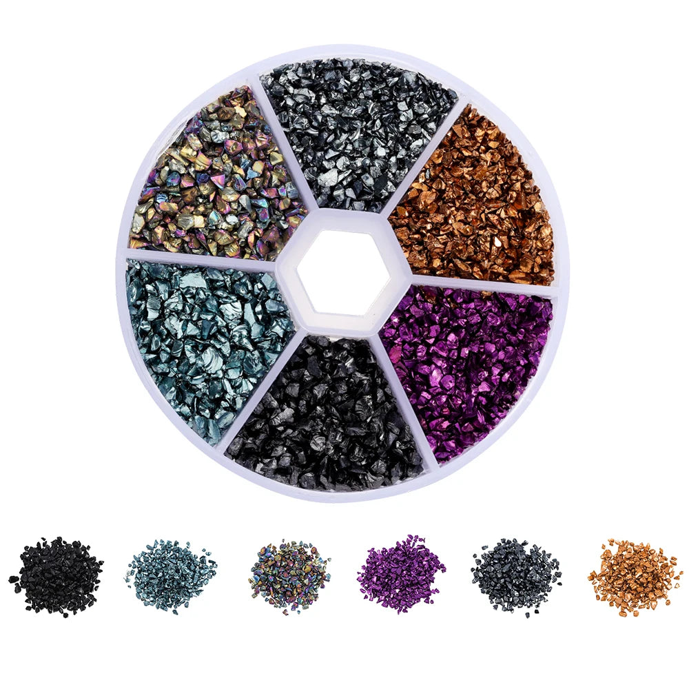 Broken glass decoration in different colors