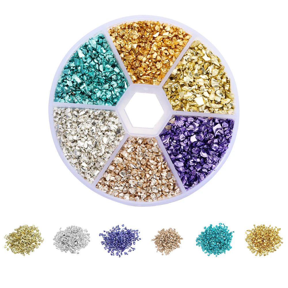 Broken glass decoration in different colors