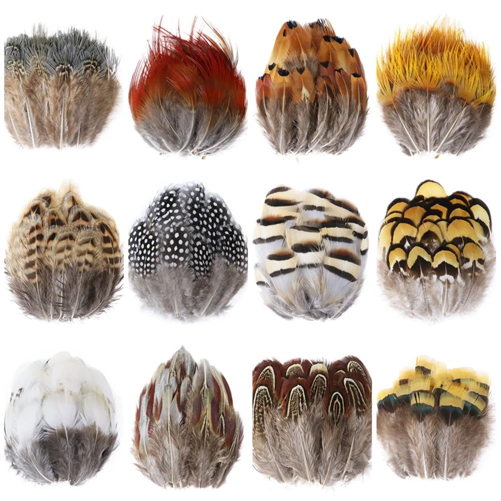 50-pack of small patterned feathers