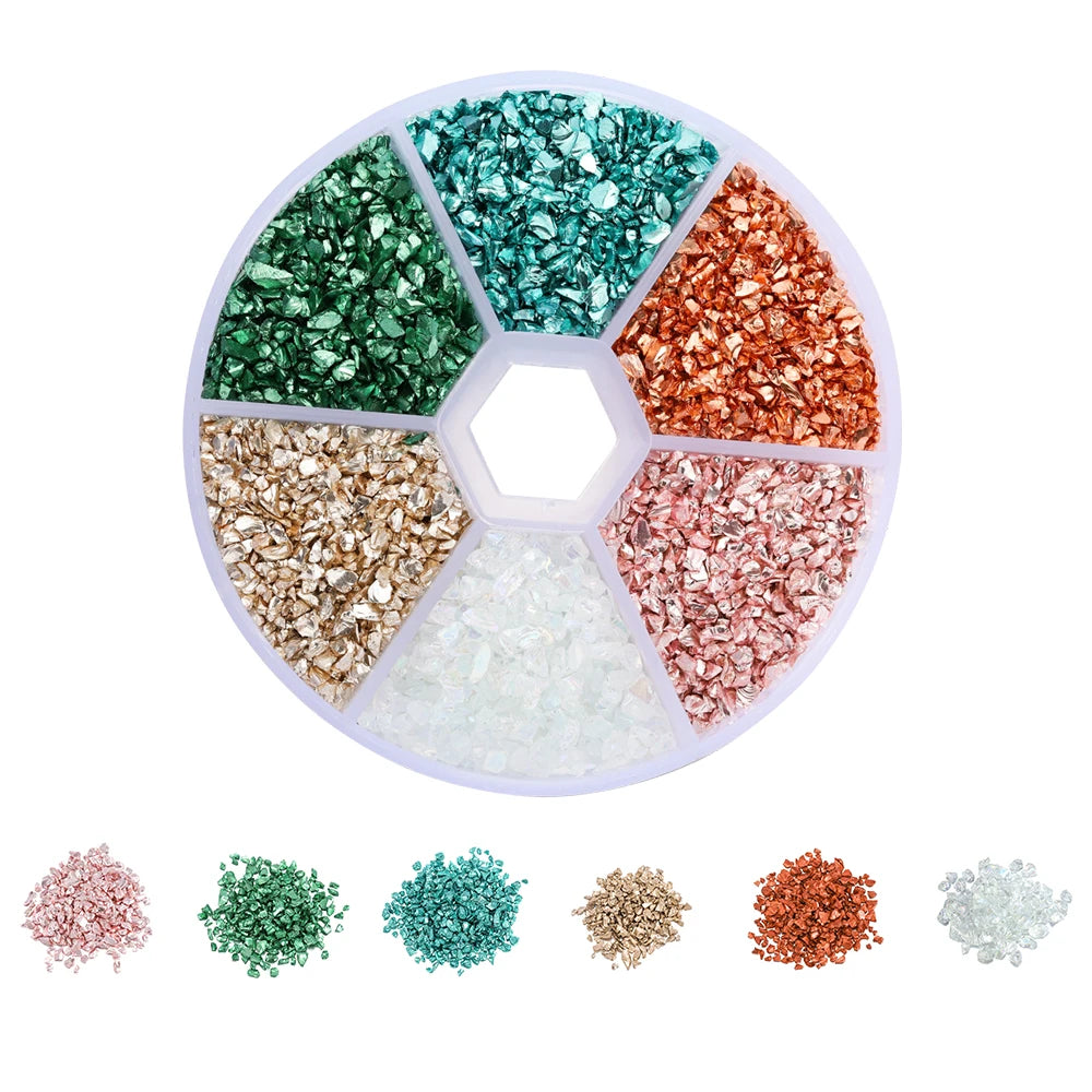 Broken glass decoration in different colors
