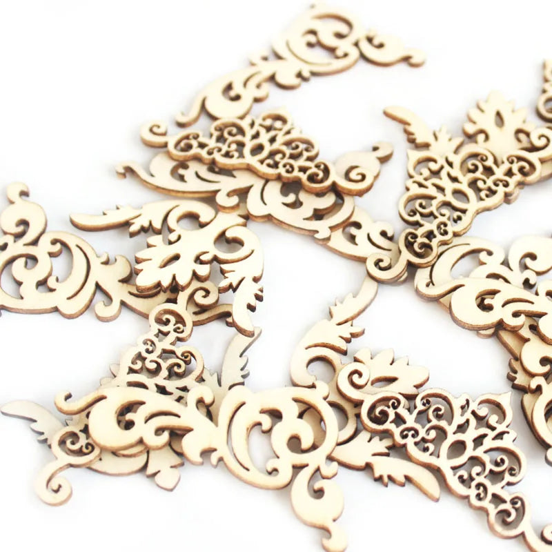 Floral patterned wooden parts