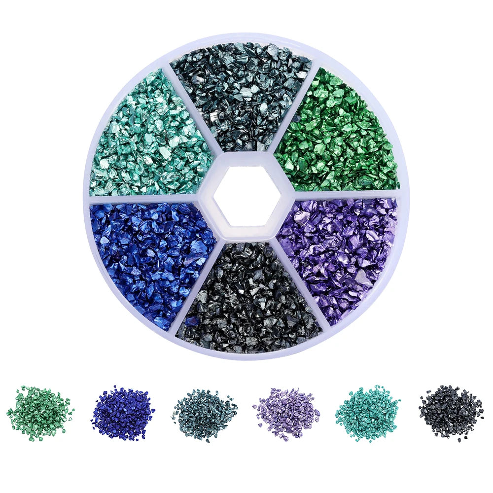 Broken glass decoration in different colors