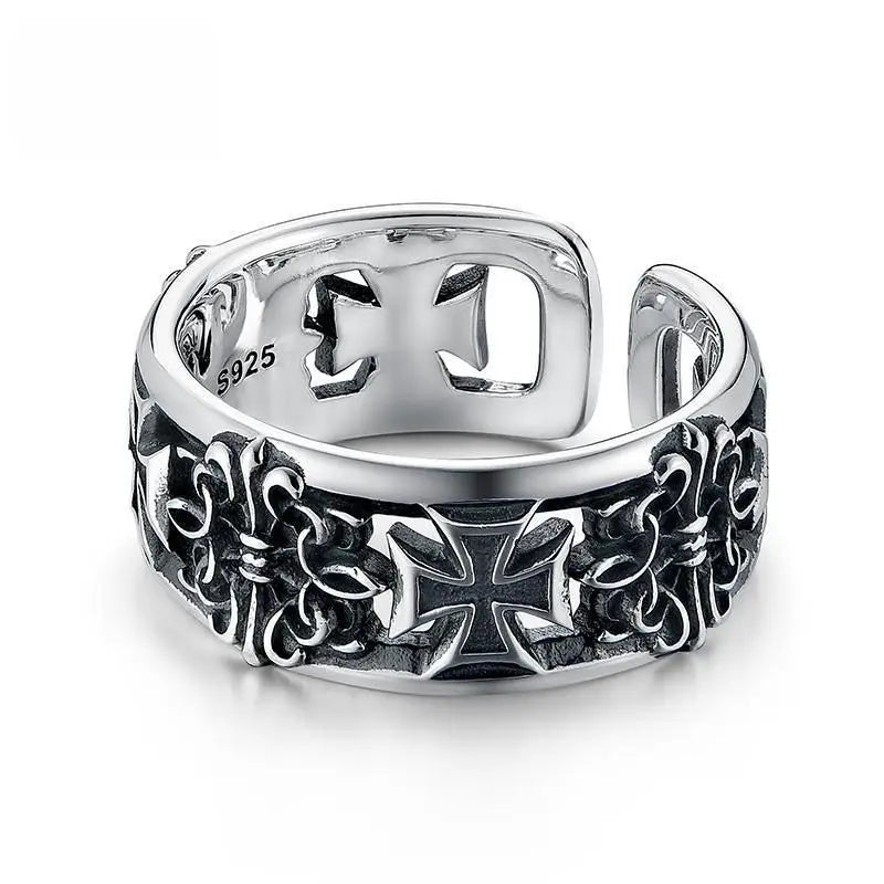 Ring för men silver med kors