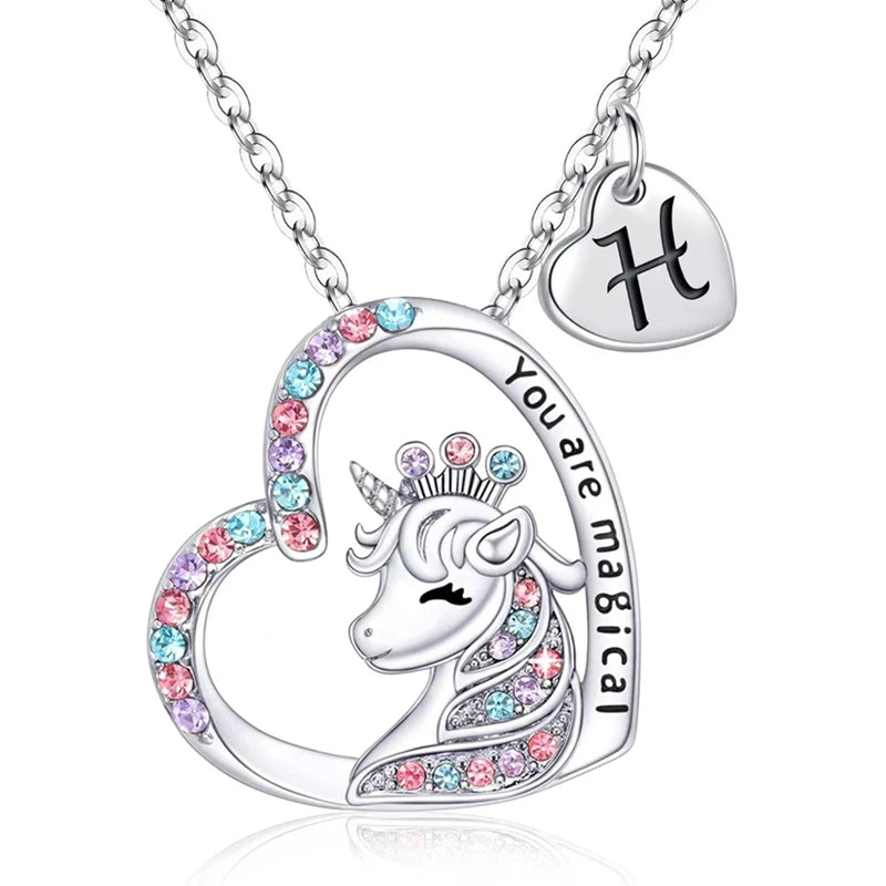 Halsband barn hjärta med unicorn